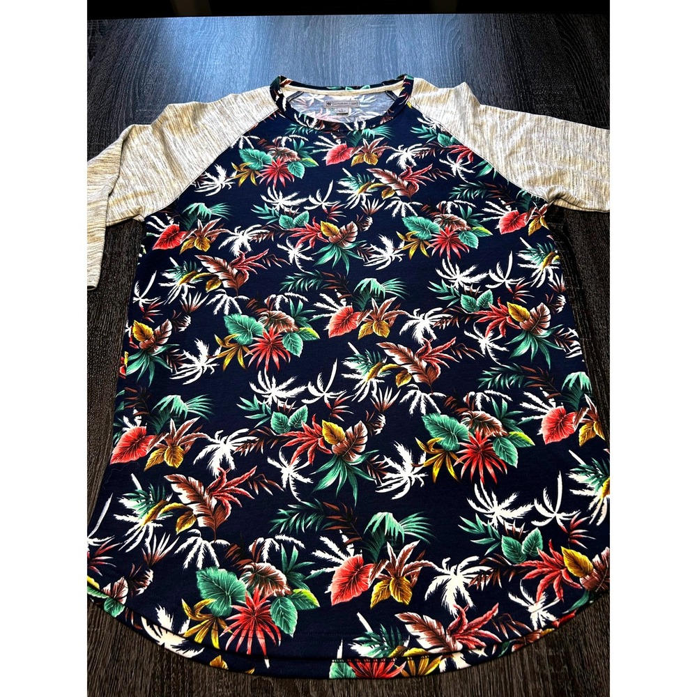 Charles and a Half Mens Floral Print Raglan Sleeve T Shirt Size L